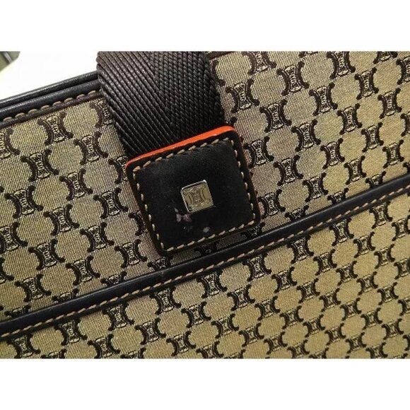 CELINE Tote Bag Macadam Beige ?~ Canvas ?~ Leather Authentic USED - Picture 8 of 10